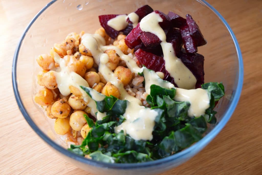 Farro Beet Bowls With Tahini Mustard Sauce Earth Powered Family